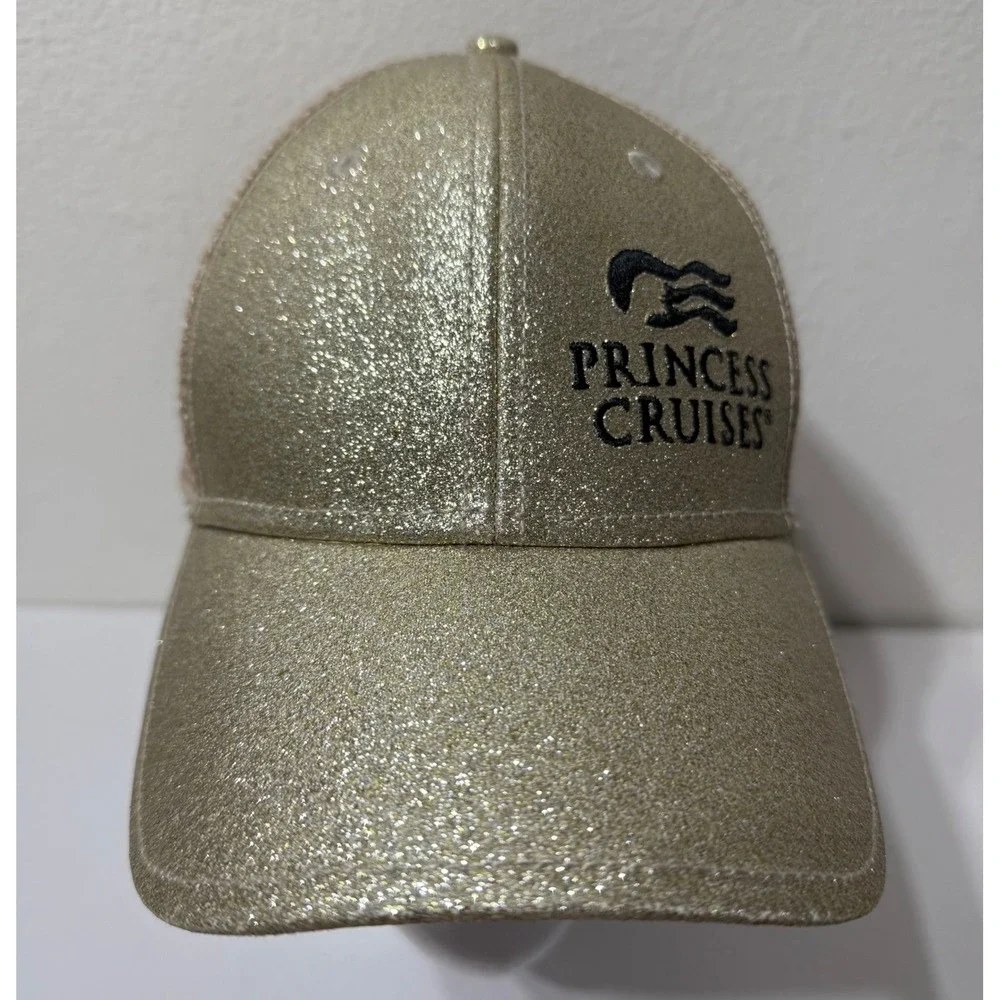 Princess Cruises Gold Glitter Trucker Hat Mesh Back Adjustable Souvenir Cap